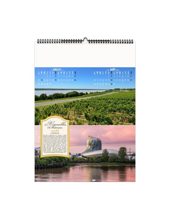 DE VIGNOBLES EN CHÂTEAUX 2026 - 6 FEUILLETS - RELIURE BAGUETTE - MARQUAGE 1 COULEUR