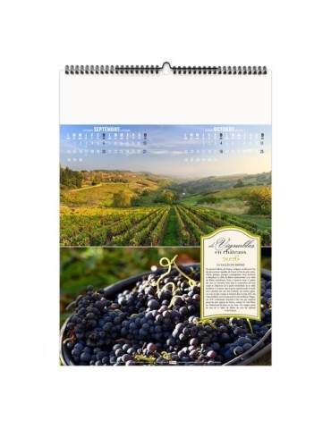 DE VIGNOBLES EN CHÂTEAUX 2026 - 6 FEUILLETS - RELIURE BAGUETTE - MARQUAGE 1 COULEUR nombre de pages : 12 pages objet promotionne