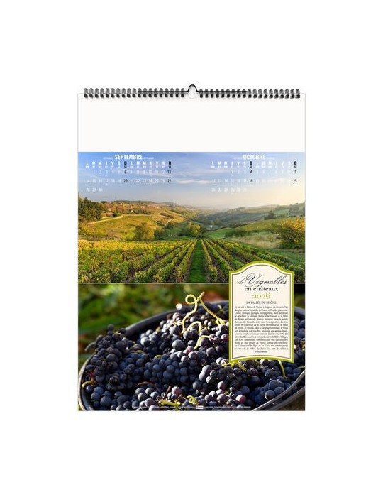 DE VIGNOBLES EN CHÂTEAUX 2026 - 6 FEUILLETS - RELIURE BAGUETTE - MARQUAGE 1 COULEUR