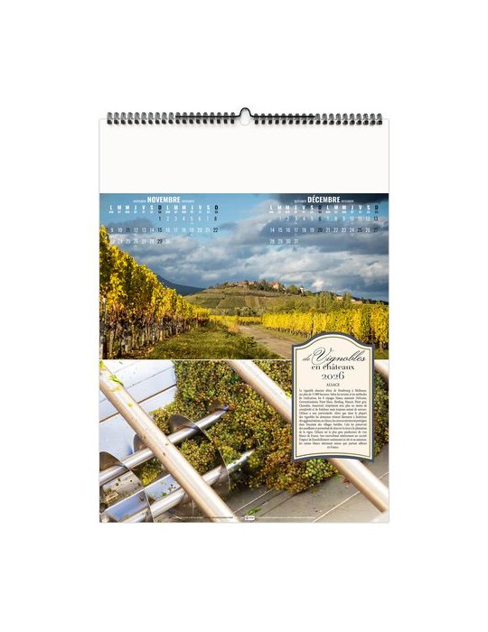 DE VIGNOBLES EN CHÂTEAUX 2026 - 6 FEUILLETS - RELIURE BAGUETTE - MARQUAGE 1 COULEUR