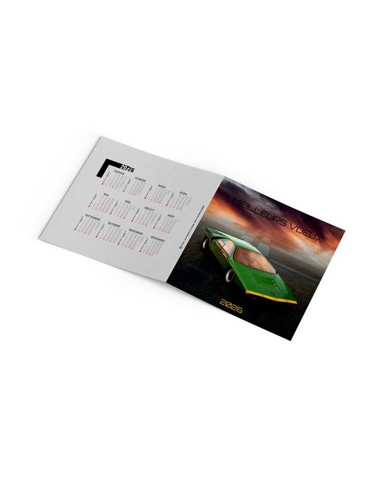 CARTE DE VOEUX - VOITURE 2026  AVEC ENVELOPPE - SANS MARQUAGE