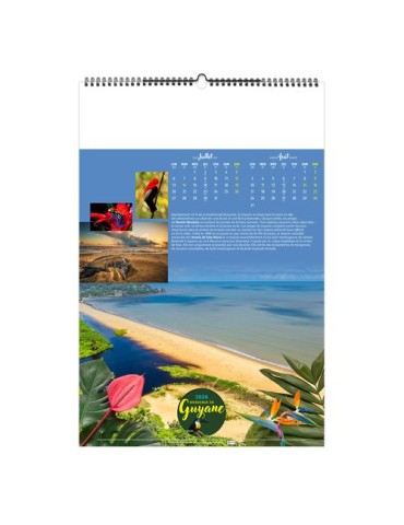 BIENVENUE EN GUYANE 2026 - 6 FEUILLETS - RELIURE BAGUETTE - MARQUAGE 1 COULEUR nombre de pages : 12 pages objet promotionnel éco