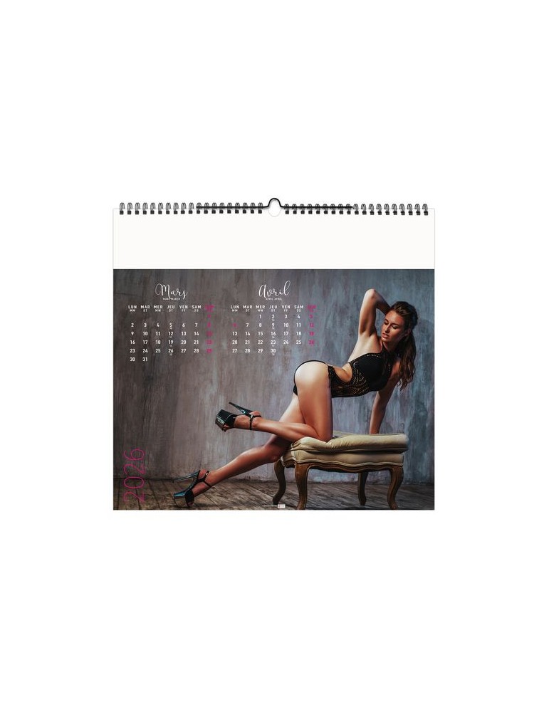 DESSOUS CHICS 2026 - SMALL 330 x 315 mm - SANS MARQUAGE - 6 FEUILLETS - RELIURE BAGUETTE