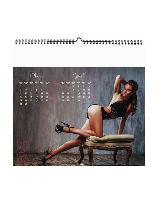 DESSOUS CHICS 2026 - SMALL 330 x 315 mm - SANS MARQUAGE - 6 FEUILLETS - RELIURE BAGUETTE