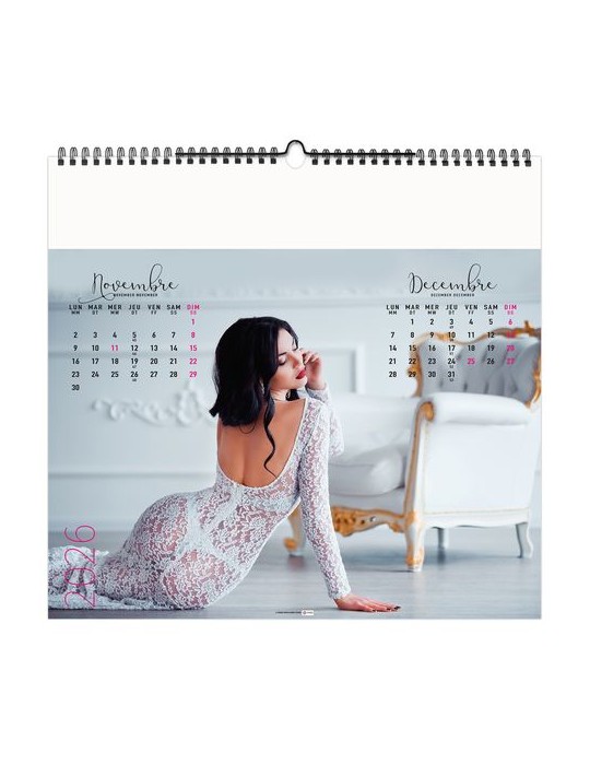 DESSOUS CHICS 2026 - SMALL 330 x 315 mm - SANS MARQUAGE - 6 FEUILLETS - RELIURE BAGUETTE