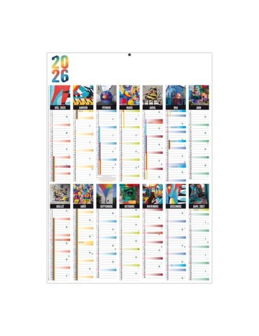 PLANNING MURAL COLOR 2026 - XXL 500X700 MM LEGER 400G - RECTO SEUL - SANS MARQUAGE