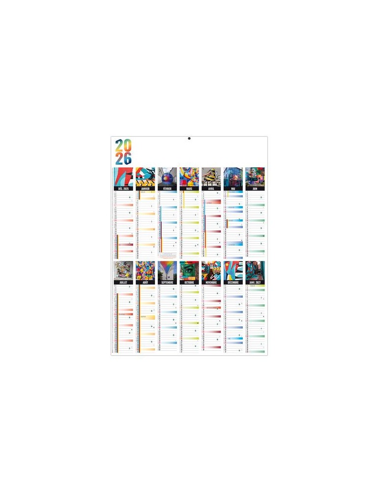PLANNING MURAL COLOR 2026 - XXL 500X700 MM LEGER 400G - RECTO SEUL - SANS MARQUAGE