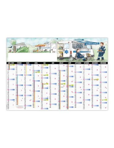 PLANNING AMBULANCE CAMP 2026 - XXL 700X500 MM LEGER 400G - RECTO SEUL - SANS MARQUAGE