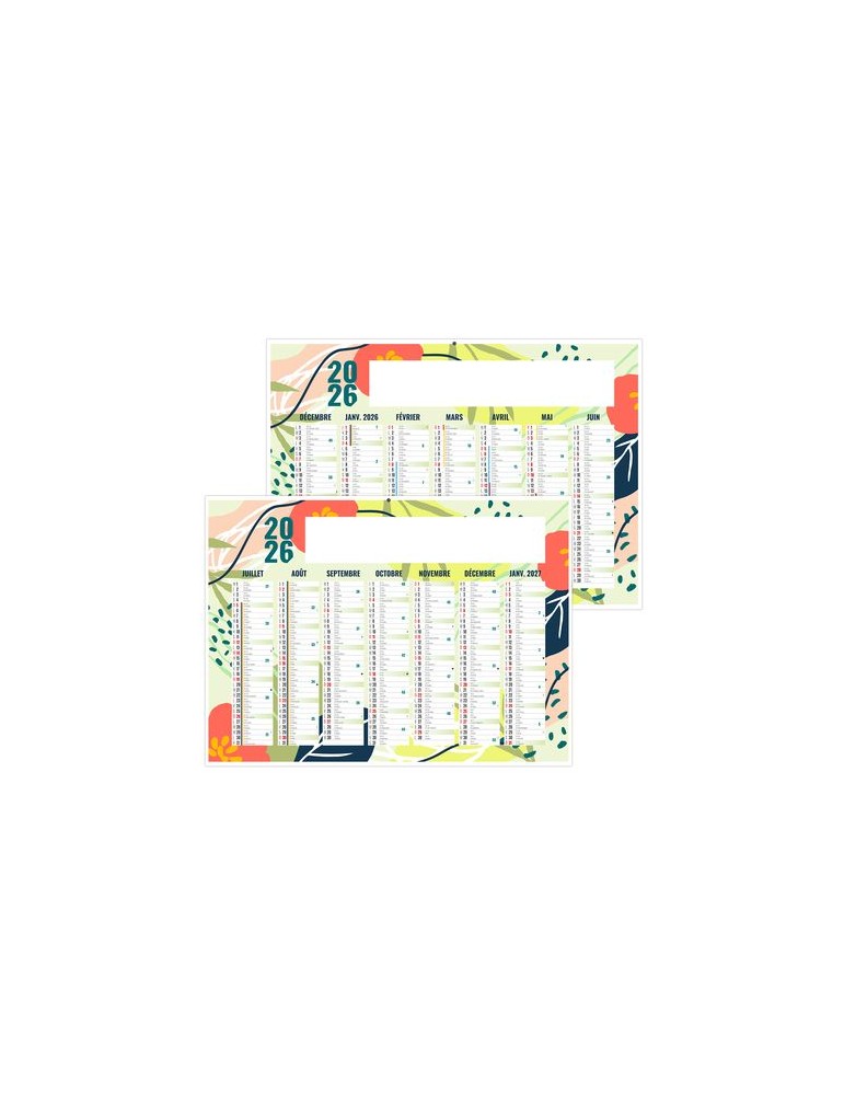 NATUREL 2026 - MIDI 430 x 335 mm - LEGER 400G - SANS MARQUAGE - 1 TROU EN TETE