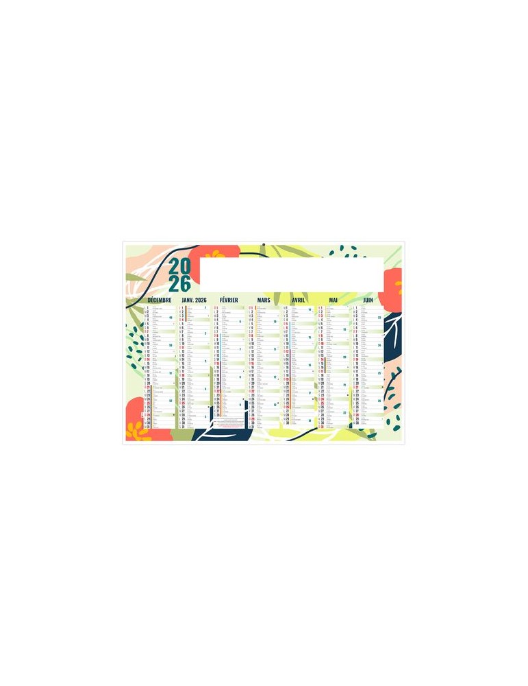 NATUREL 2026 - MIDI 430 x 335 mm - LEGER 400G - SANS MARQUAGE - 1 TROU EN TETE