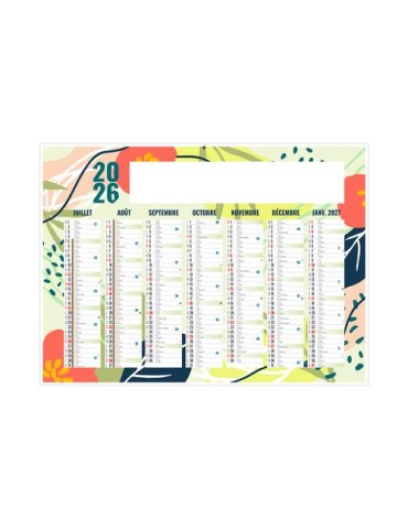 NATUREL 2026 - MIDI 430 x 335 mm - LEGER 400G - SANS MARQUAGE - 1 TROU EN TETE personnalisation rapide en France