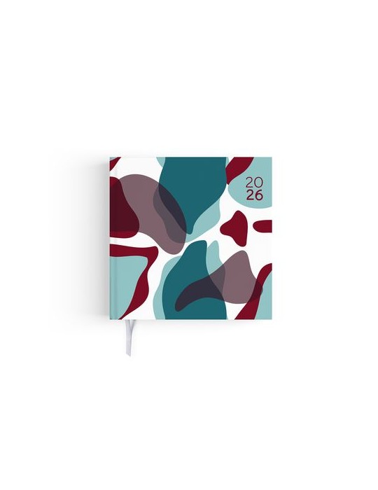 MINI EMBOITE DOS CARRE COUSU COLLE 2026 - 90X165MM - 1 ET 4 DE COUV QUADRI + PELLI BRILLANT SUR CARTON RIGIDE - SEMAINIER 144 PA