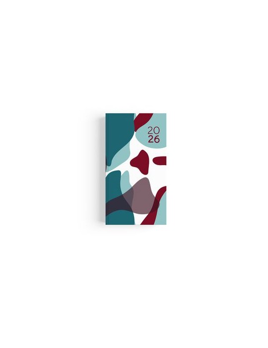 MINI EMBOITE DOS CARRE COUSU COLLE 2026 - 90X165MM - 1 ET 4 DE COUV QUADRI + PELLI BRILLANT SUR CARTON RIGIDE - SEMAINIER 144 PA