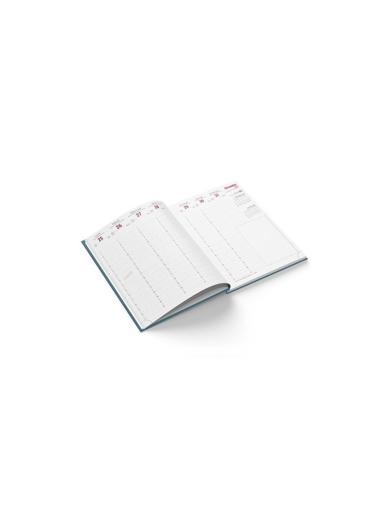 MINI EMBOITE DOS CARRE COUSU COLLE 2026 - 90X165MM - 1 ET 4 DE COUV QUADRI + PELLI BRILLANT SUR CARTON RIGIDE - SEMAINIER 144 PA