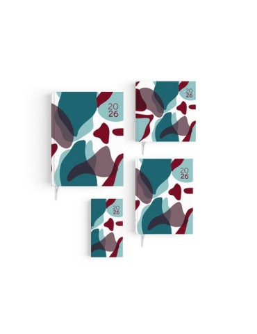 MINI EMBOITE DOS CARRE COUSU COLLE 2026 - 90X165MM - 1 ET 4 DE COUV QUADRI + PELLI BRILLANT SUR CARTON RIGIDE - SEMAINIER 144 PA 2