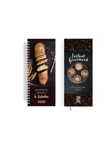 AGENDA DE CAISSE 2026 - 137X335MM - COUVERTURE CONTRECOLLEE QUADRI RECTO AVEC PELLICULAGE BRILLANT - DOS CARRE COUSU COLLE EMBOI