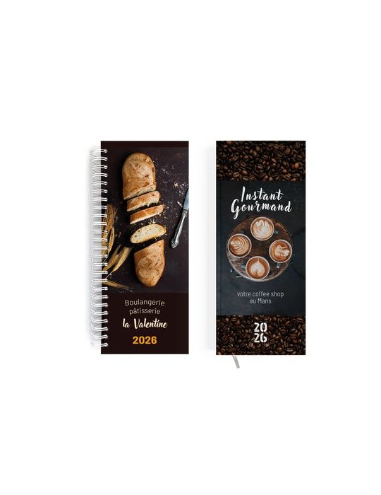 AGENDA DE CAISSE 2026 - 137X335MM - COUVERTURE CONTRECOLLEE QUADRI RECTO AVEC PELLICULAGE BRILLANT - DOS CARRE COUSU COLLE EMBOI