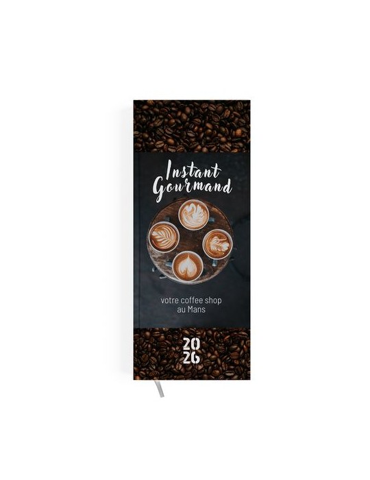 AGENDA DE CAISSE 2026 - 137X335MM - COUVERTURE CONTRECOLLEE QUADRI RECTO AVEC PELLICULAGE BRILLANT - DOS CARRE COUSU COLLE EMBOI
