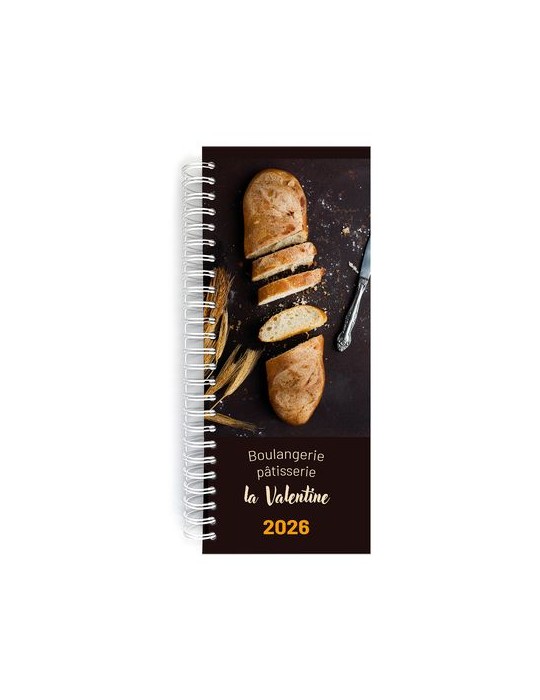 AGENDA DE CAISSE 2026 - 137X335MM - COUVERTURE CONTRECOLLEE QUADRI RECTO AVEC PELLICULAGE BRILLANT - DOS CARRE COUSU COLLE EMBOI