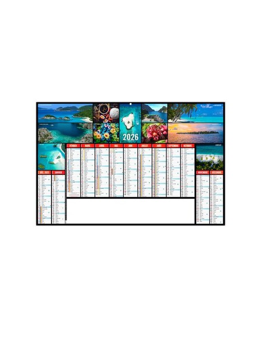 ATOLLS 2026 - MAXI 650 x 405 mm - LEGER 400G RECTO SEUL - SANS MARQUAGE - 1 TROU EN TETE