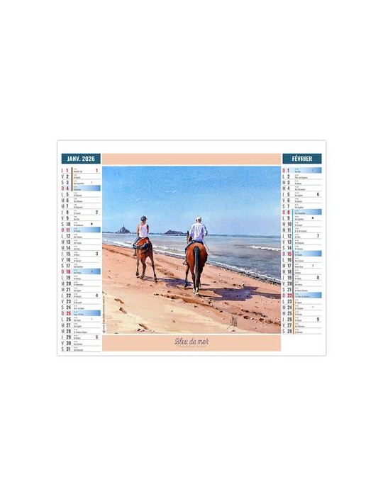 2EN1 - AQUARELLE 2026 - XXL 474 x 700 mm - MARQUAGE 1 COULEUR