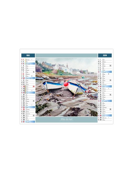 2EN1 - AQUARELLE 2026 - XXL 474 x 700 mm - MARQUAGE 1 COULEUR