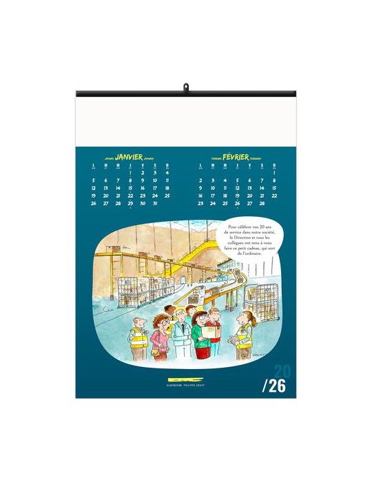 TRAIT D'HUMOUR 2026 - 6 FEUILLETS - RELIURE BAGUETTE - MARQUAGE 1 COULEUR