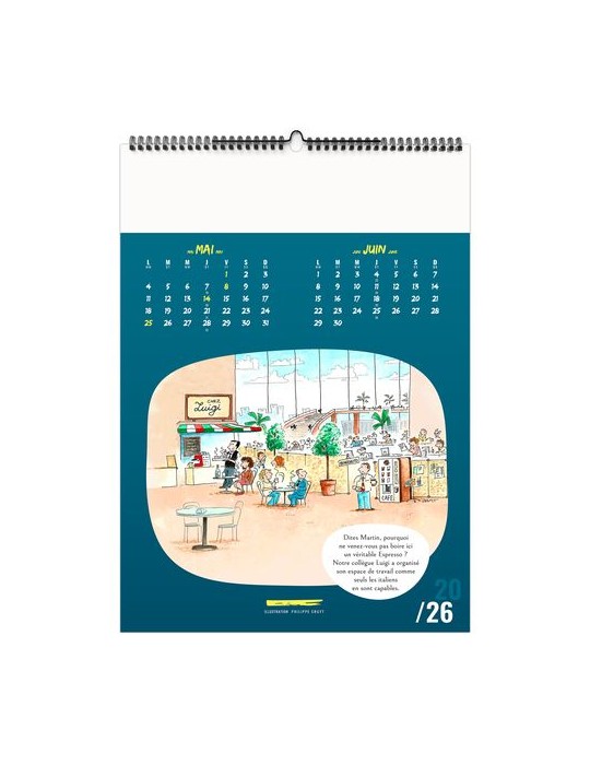 TRAIT D'HUMOUR 2026 - 6 FEUILLETS - RELIURE BAGUETTE - MARQUAGE 1 COULEUR