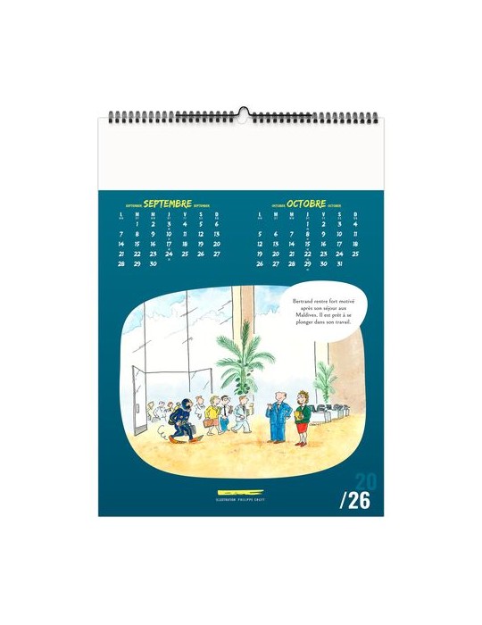 TRAIT D'HUMOUR 2026 - 6 FEUILLETS - RELIURE BAGUETTE - MARQUAGE 1 COULEUR