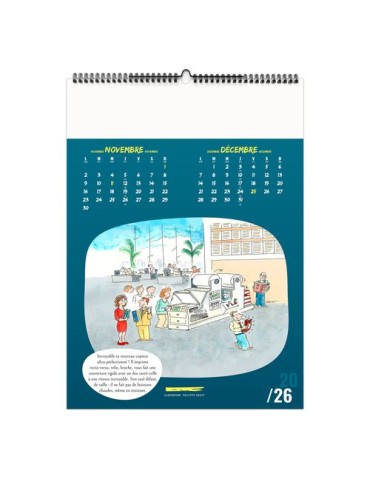 TRAIT D'HUMOUR 2026 - 6 FEUILLETS - RELIURE BAGUETTE - MARQUAGE 1 COULEUR nombre de pages : 12 pages cadeau collaborateur premiu