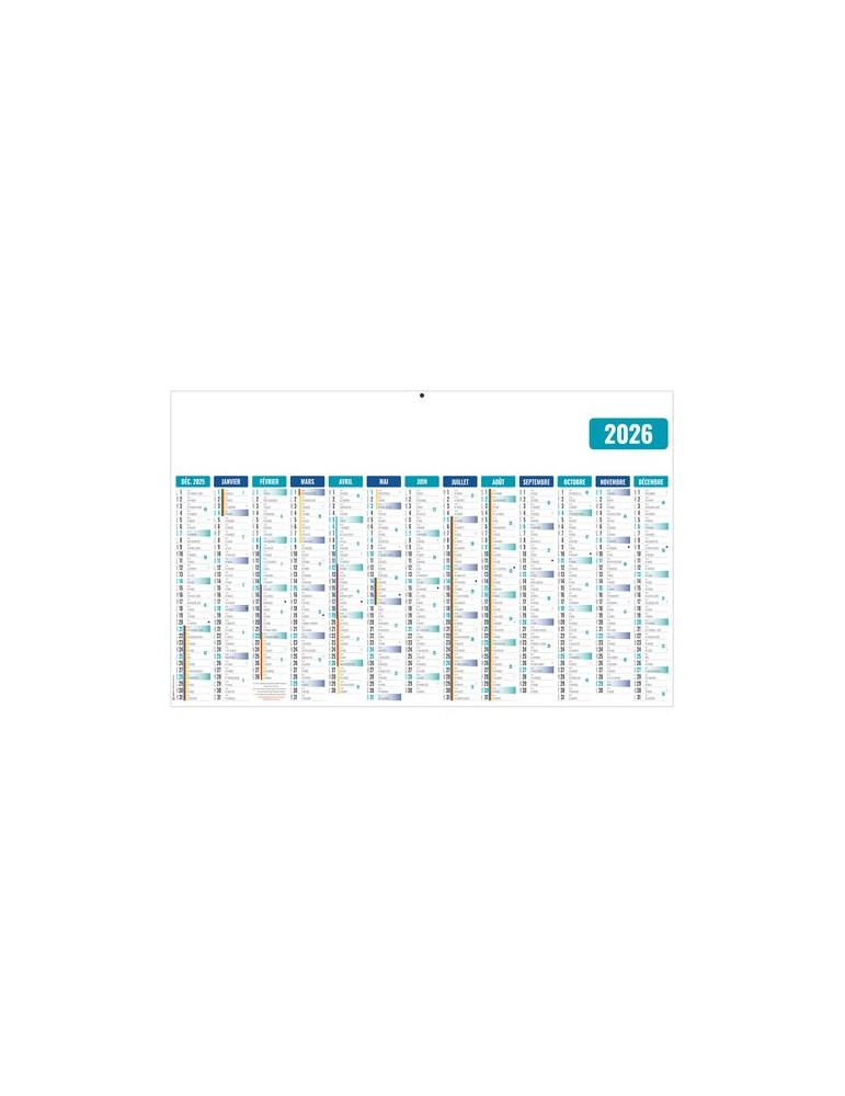 ECOMAX BLEU 2026 RECTO SEUL - MAXI LEGER SOUPLE - 650x405MM - SANS MARQUAGE - 1 TROU EN TETE