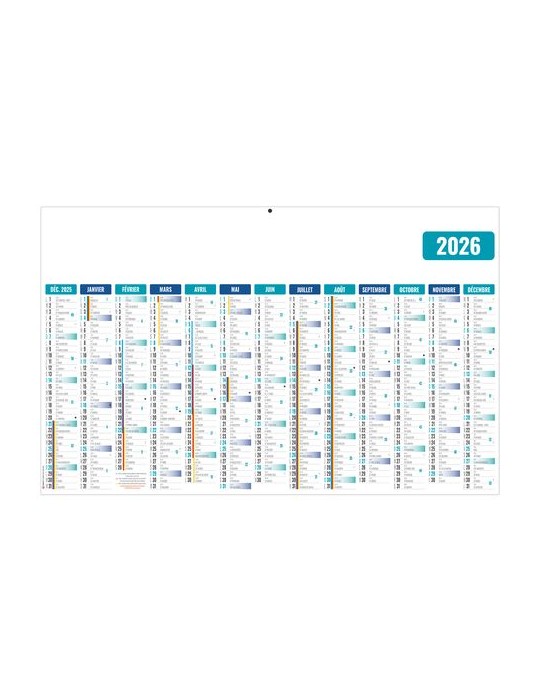 ECOMAX BLEU 2026 RECTO SEUL - MAXI LEGER SOUPLE - 650x405MM - SANS MARQUAGE - 1 TROU EN TETE