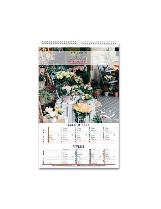 CALENDRIERS BLOC ILLUSTRES CREATION 2026 - 210 x 330 mm - 6 FEUILLETS - RELIURE SPIRALE EN TETE
