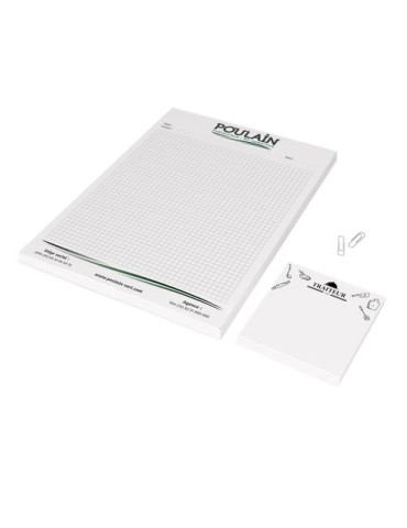 BLOC-NOTE ENCOLLE - MAXI 210 x 297 mm - 100 FEUILLES 80g OFFSET JAUNE PASTEL - IMPRESSION RECTO QUADRI