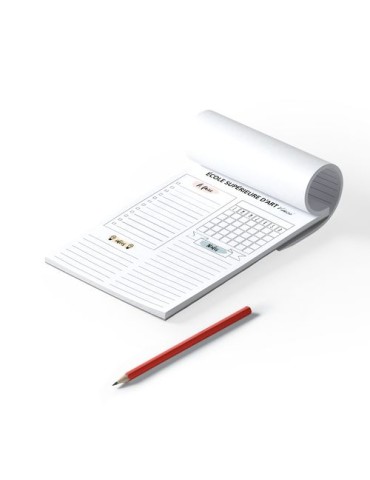 BLOC-NOTE ENCOLLE - MAXI 210 x 297 mm - 100 FEUILLES 80g OFFSET JAUNE PASTEL - IMPRESSION RECTO QUADRI 2