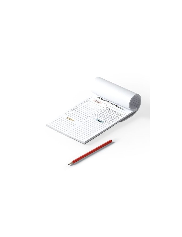 BLOC-NOTE ENCOLLE - MAXI 210 x 297 mm - 100 FEUILLES 80g OFFSET JAUNE PASTEL - IMPRESSION RECTO QUADRI