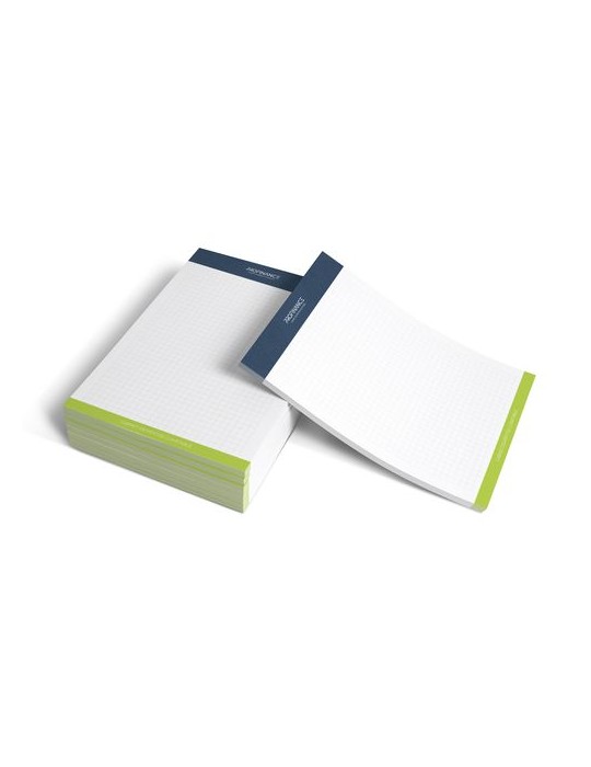 BLOC-NOTE ENCOLLE - MAXI 210 x 297 mm - 100 FEUILLES 80g OFFSET JAUNE PASTEL - IMPRESSION RECTO QUADRI