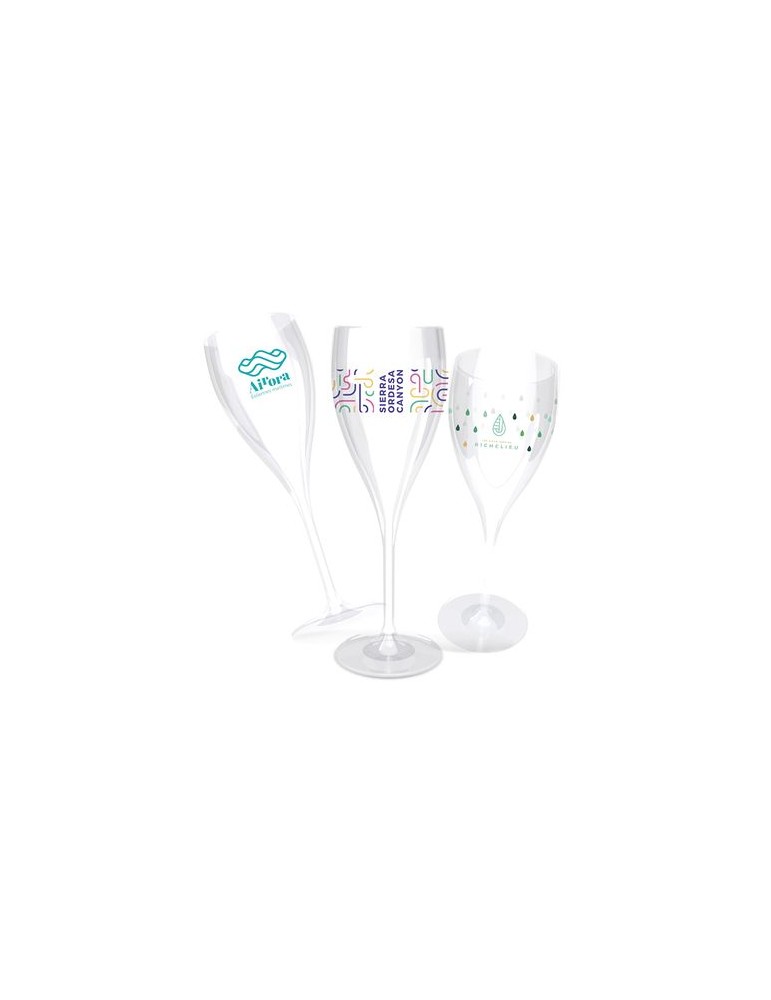 FLUTE CHAMPAGNE EN PLASTIQUE REUTILISABLE (SAN) 16 cI RAS BORD