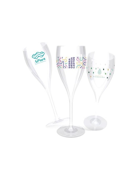 FLUTE CHAMPAGNE EN PLASTIQUE REUTILISABLE (SAN) 16 cI RAS BORD