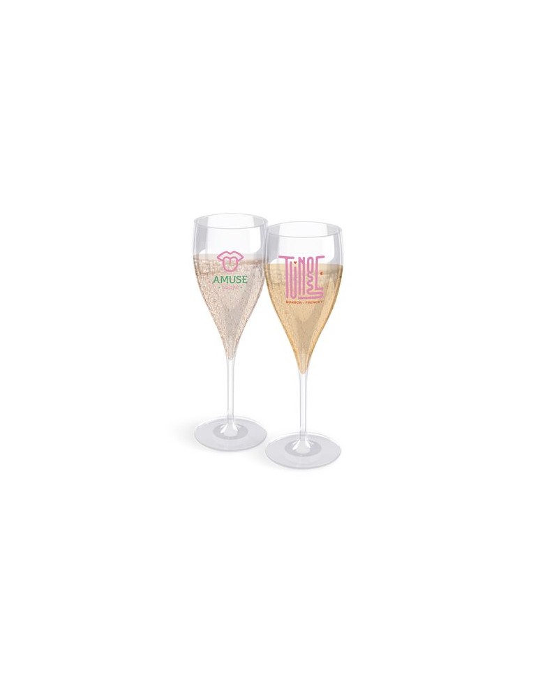 FLUTE CHAMPAGNE EN PLASTIQUE REUTILISABLE (SAN) 16 cI RAS BORD