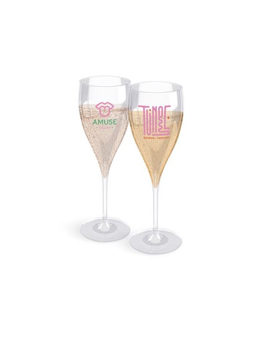 FLUTE CHAMPAGNE EN PLASTIQUE REUTILISABLE (SAN) 16 cI RAS BORD