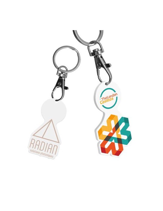 PORTE-CLE MOUSQUETON AVEC JETON PERSONNALISABLE