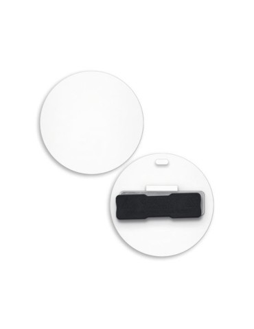 BADGE PLASTIQUE (PS) ROND Ø55 mm AVEC AIMANT 2