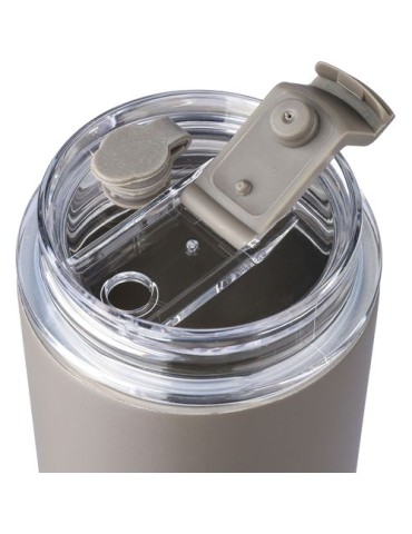 Gourde double paroi de 500 ml en acier inoxydable Omari Matières : acier inoxydable Couleurs : noir marquage couleur éclatante
