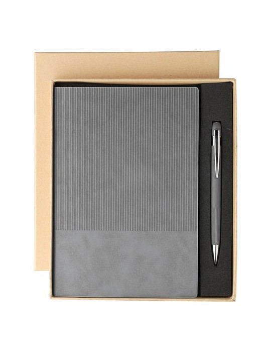 Ensemble carnet A5 et stylo à bille en PU recyclé Tarek