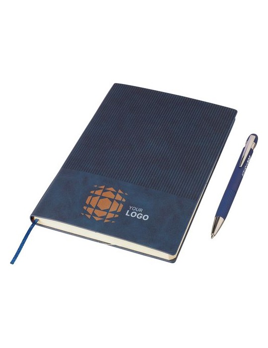 Ensemble carnet A5 et stylo à bille en PU recyclé Tarek