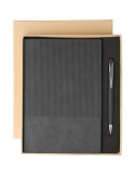 Ensemble carnet A5 et stylo à bille en PU recyclé Tarek Matières : aluminium Couleurs : noir impression haute définition
