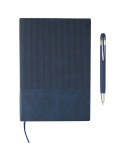Ensemble carnet A5 et stylo à bille en PU recyclé Tarek Matières : aluminium Couleurs : noir personnalisation rapide en France