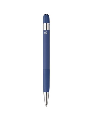 Ensemble carnet A5 et stylo à bille en PU recyclé Tarek Matières : aluminium Couleurs : bleu marquage couleur éclatante