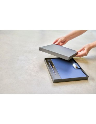 Coffret cadeau de bureau en carton Roan Matières : polyester Couleurs : bleu objet publicitaire robuste